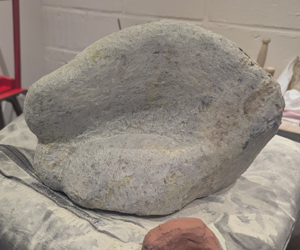 a sculpture depicting abstract shapes