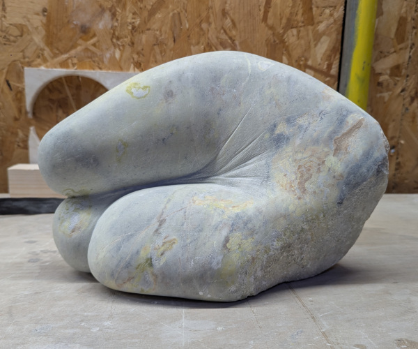 a sculpture depicting abstract shapes